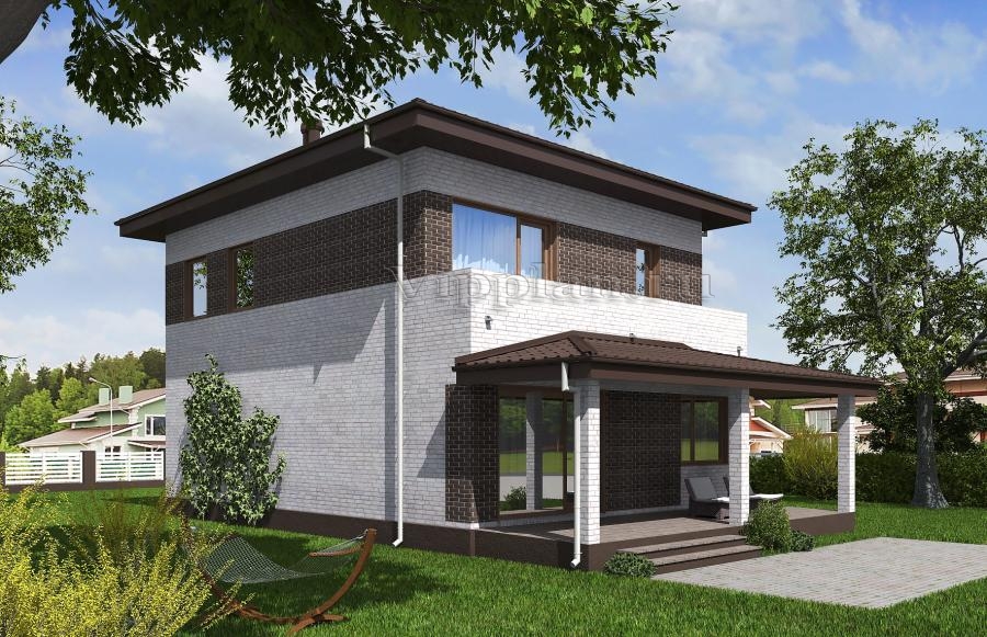 Двухэтажный дом с террасой и балконом