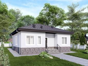 Одноэтажный дом тремя спальнями, террасой и камином